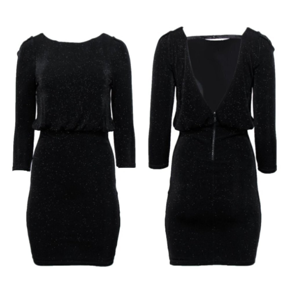Alice & Olivia  Black Sparkly Open Back Dress Holiday